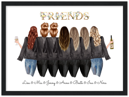 7 Beste Freundinnen Bild - personalisiertes Poster Geburtstagsgeschenk & Weihnachtsgeschenk