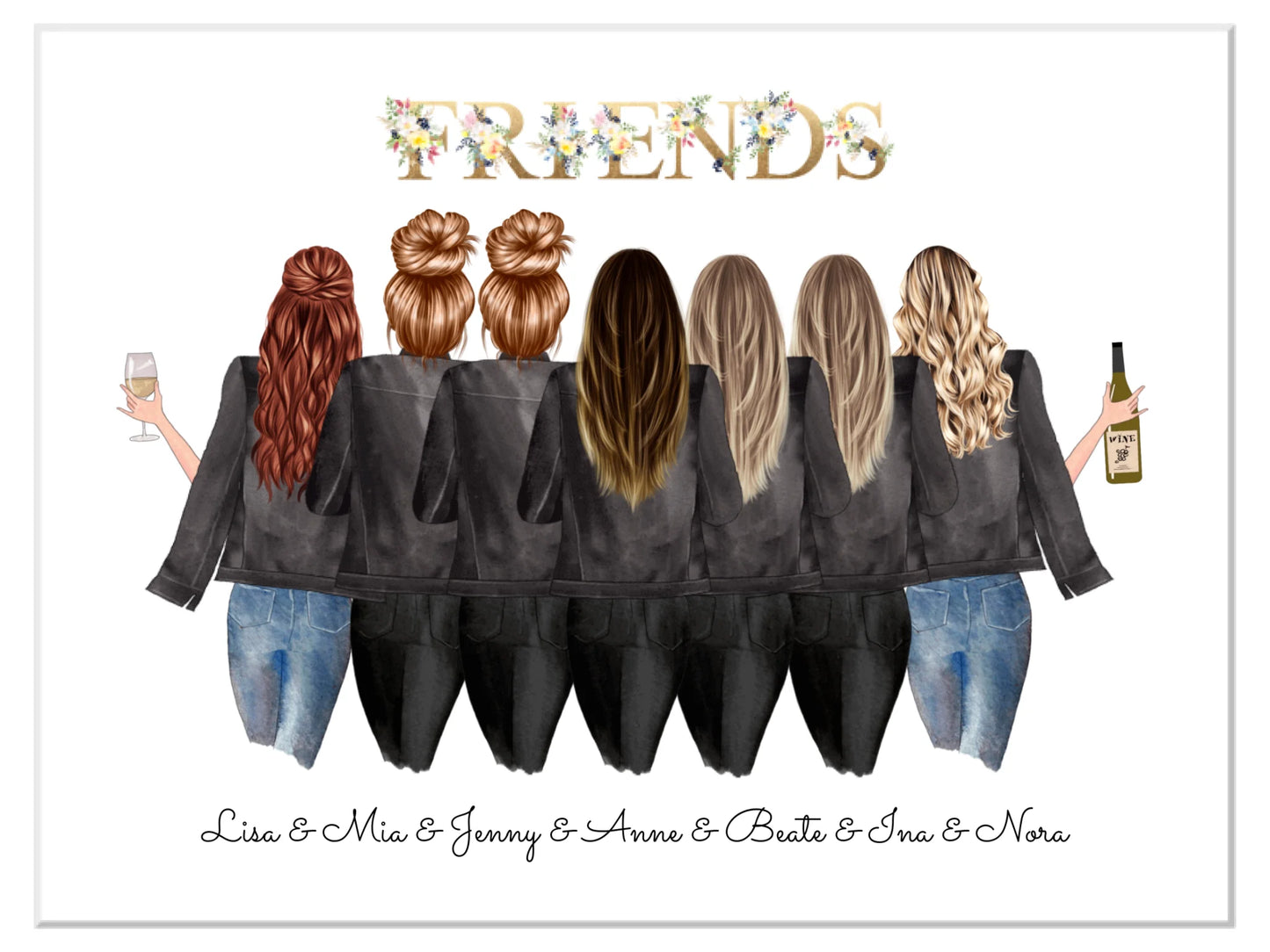 7 Beste Freundinnen Bild - personalisiertes Poster Geburtstagsgeschenk & Weihnachtsgeschenk