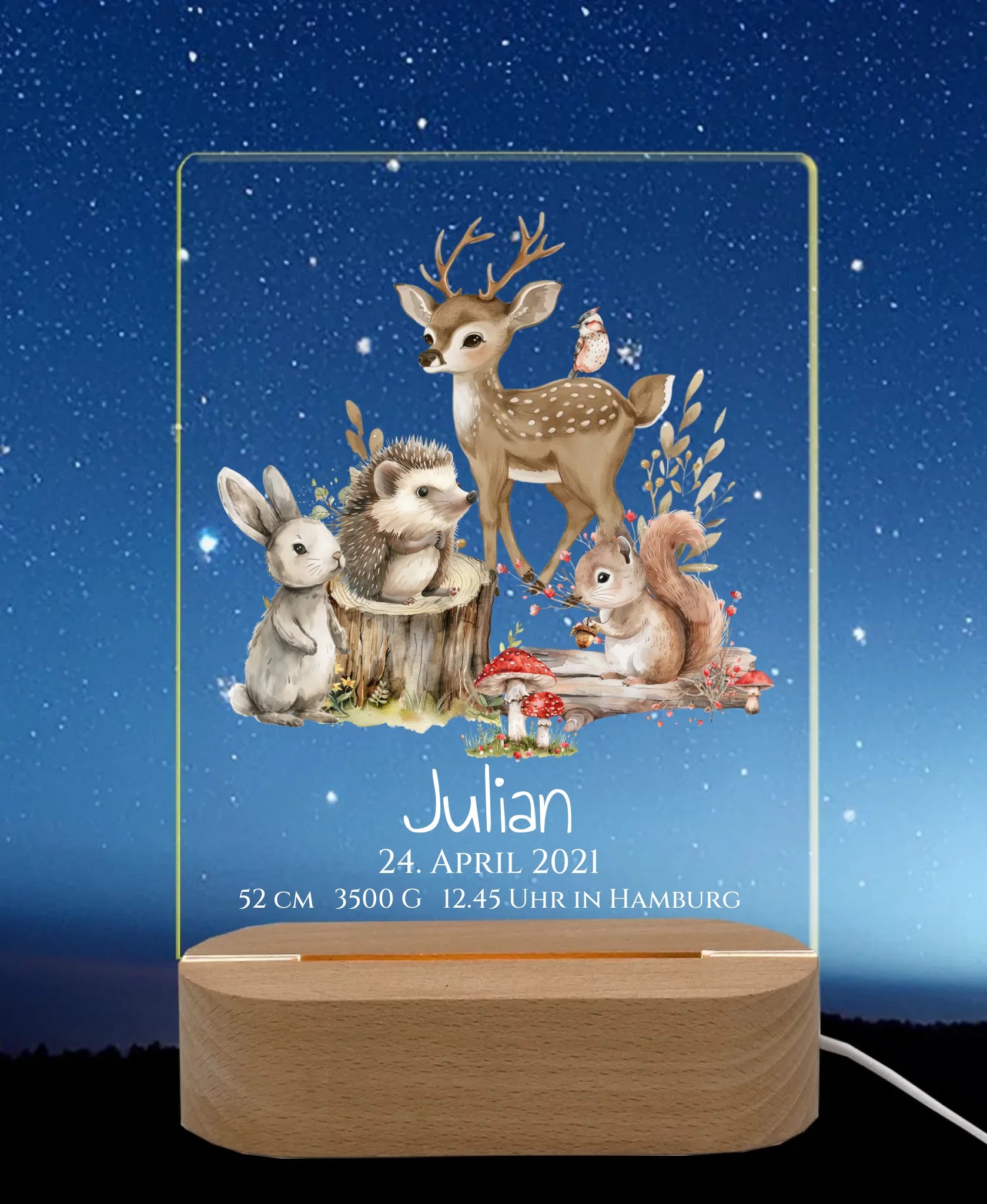 Licht an Nachthimmel