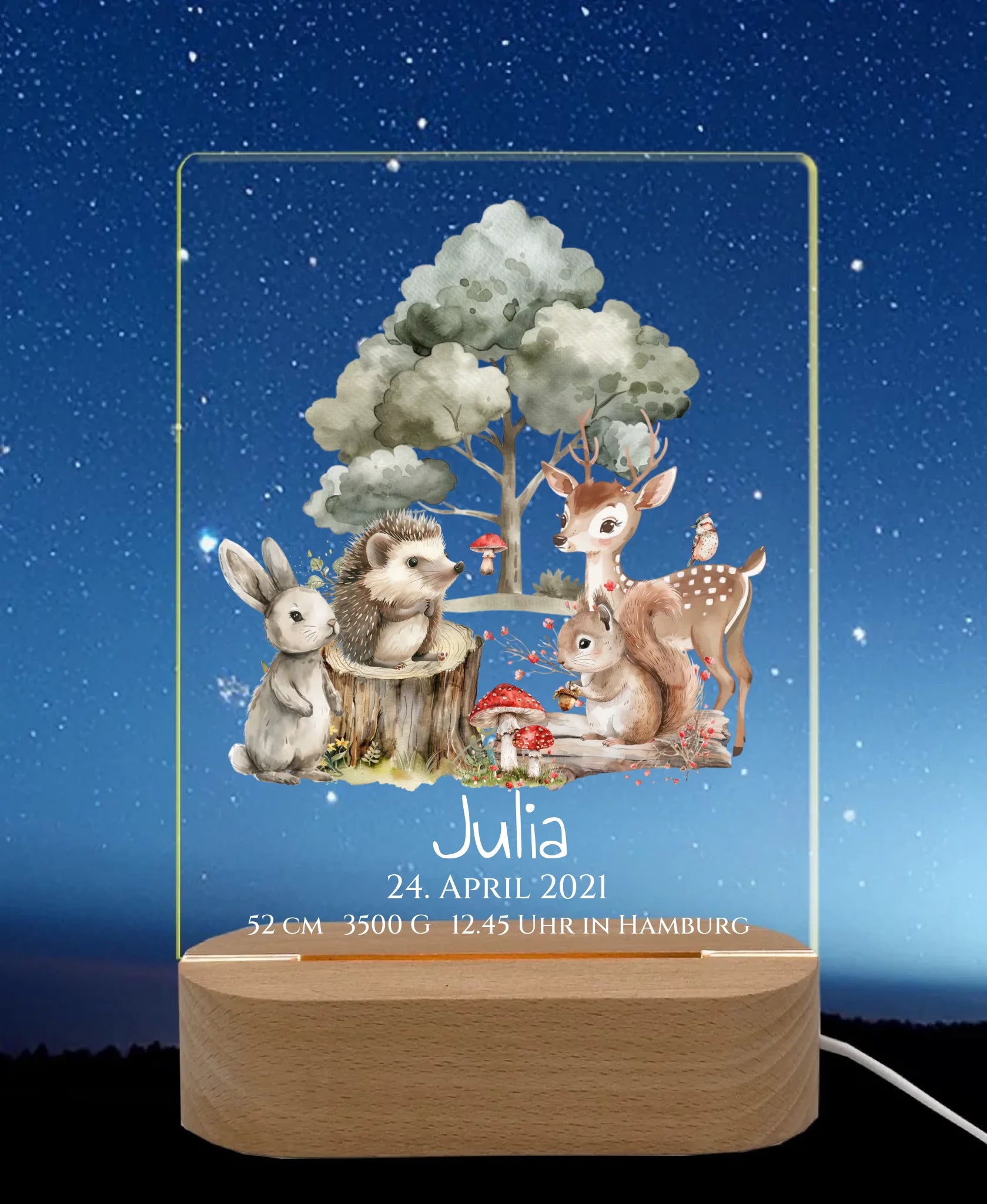 Licht an Nachthimmel