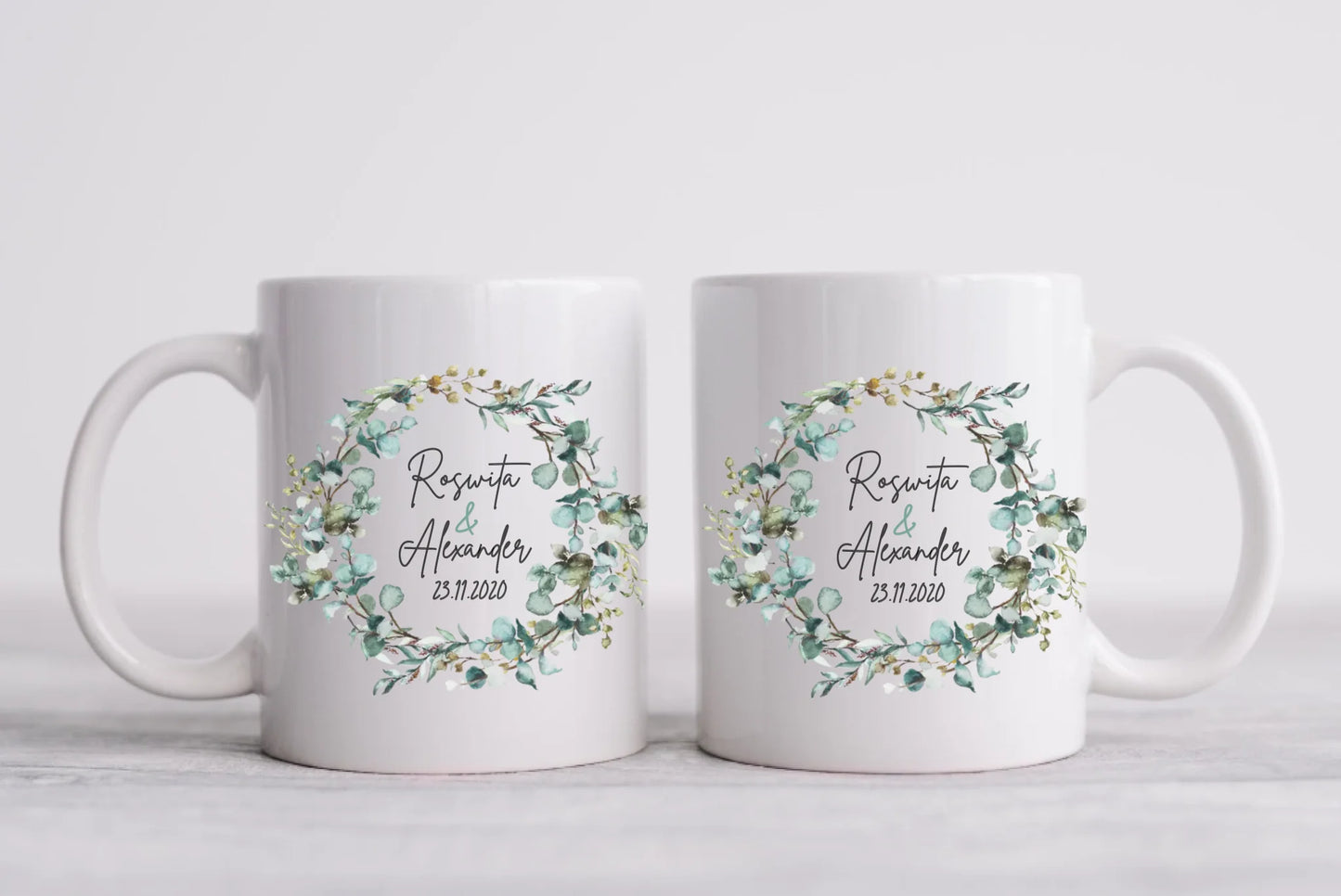Personalisierte Hochzeitsgeschenk Tasse Eukalyptus Brautpaar, Ehepaar - Geschenk Hochzeit 2