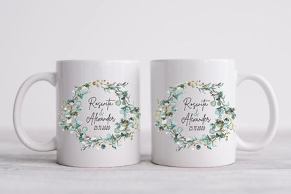 Personalisierte Hochzeitsgeschenk Tasse Eukalyptus Brautpaar, Ehepaar - Geschenk Hochzeit 2