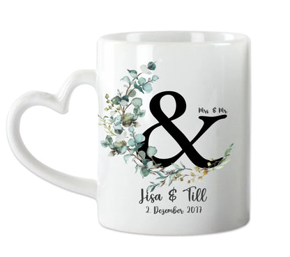 Personalisierte Hochzeitstasse Hochzeitsgeschenk Kranz Brautpaar, Kaffeebecher - Geschenk Hochzeit