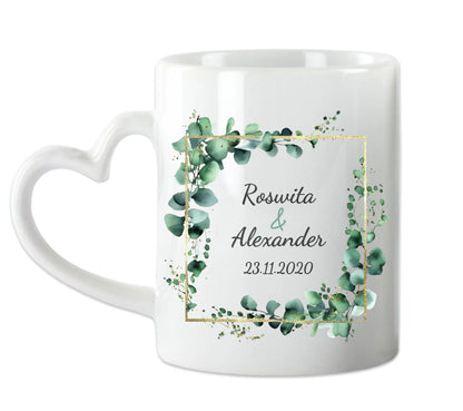 Personalisierte Hochzeitsgeschenk Tasse Eukalyptus Brautpaar, Ehepaar - Geschenk Hochzeit 3