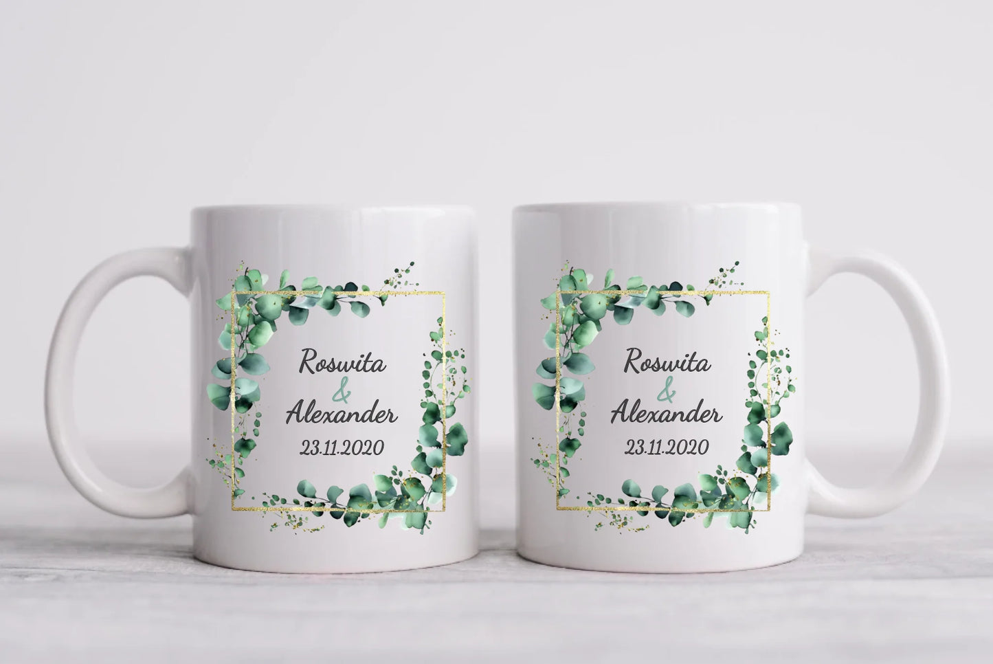 Personalisierte Hochzeitsgeschenk Tasse Eukalyptus Brautpaar, Ehepaar - Geschenk Hochzeit 3