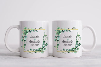 Personalisierte Hochzeitsgeschenk Tasse Eukalyptus Brautpaar, Ehepaar - Geschenk Hochzeit 3