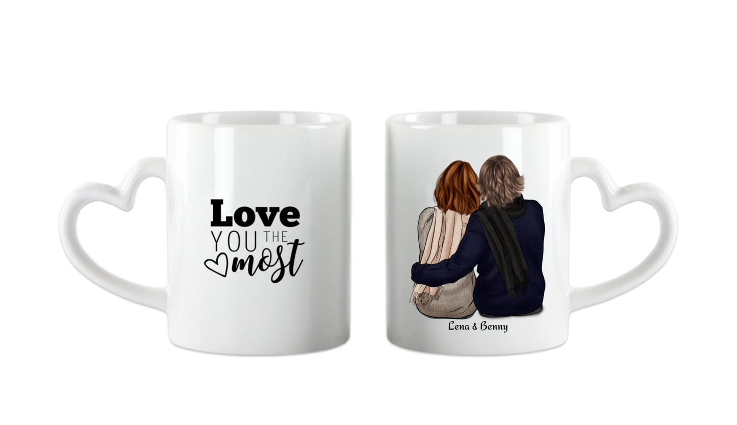 Partnergeschenk Paartasse Geschenk personalisiert - Hochzeitstag, Valentinstag, Jahrestag, Geburtstag und Weihnachtsgeschenk