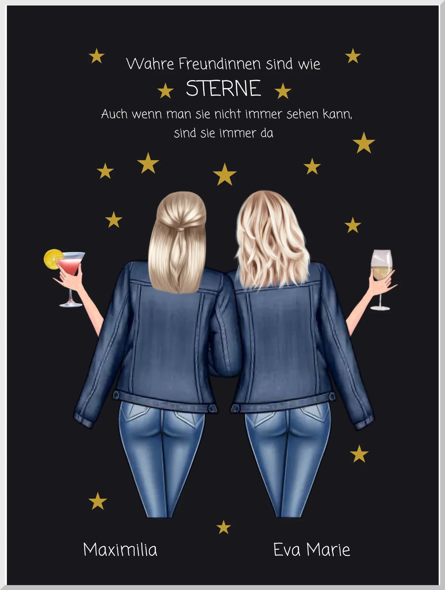 Wahre Freundinnen - 2 Beste Freundinnen Valentinstag Geschenk Poster - Freundin Bild