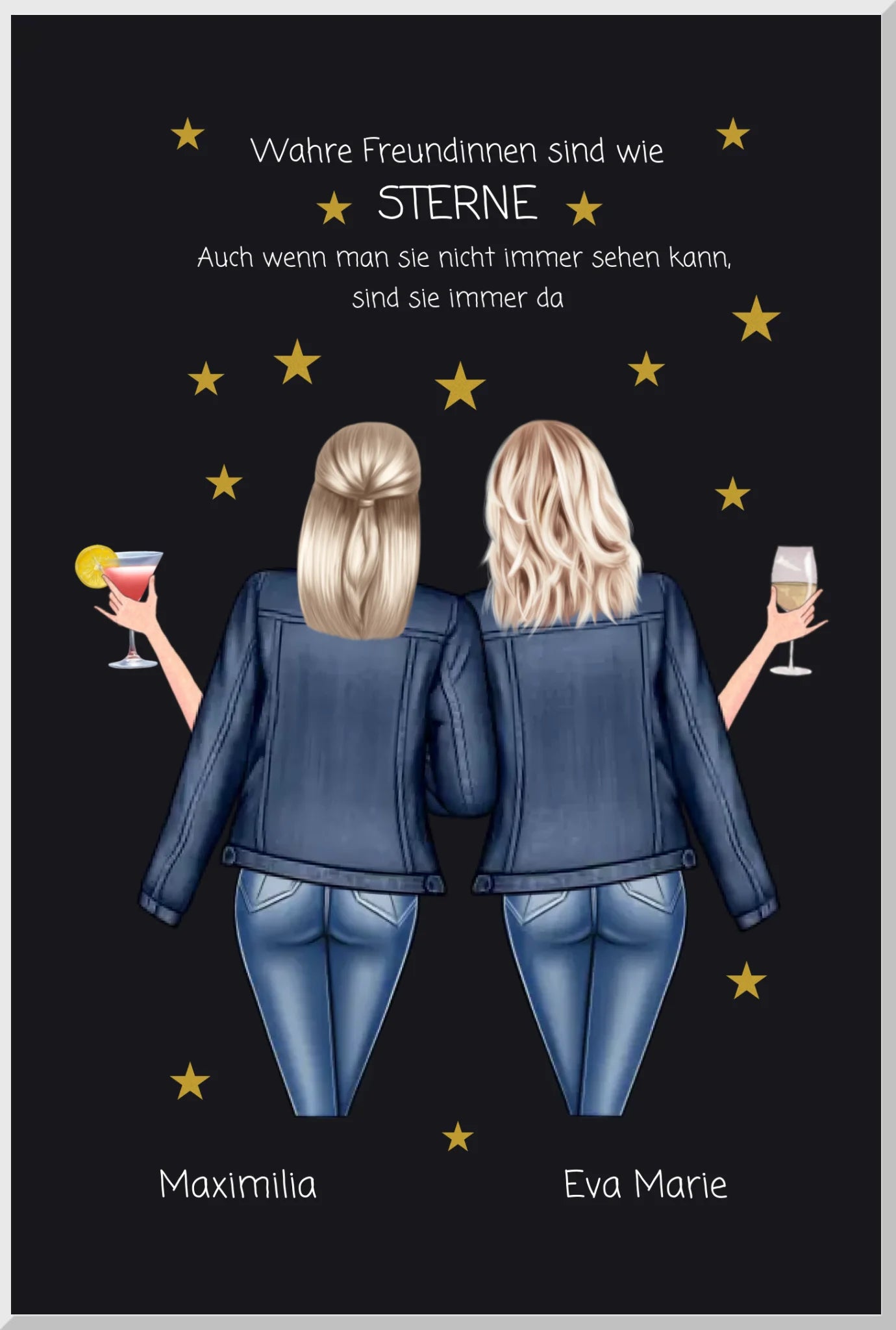 Wahre Freundinnen - 2 Beste Freundinnen Valentinstag Geschenk Poster - Freundin Bild