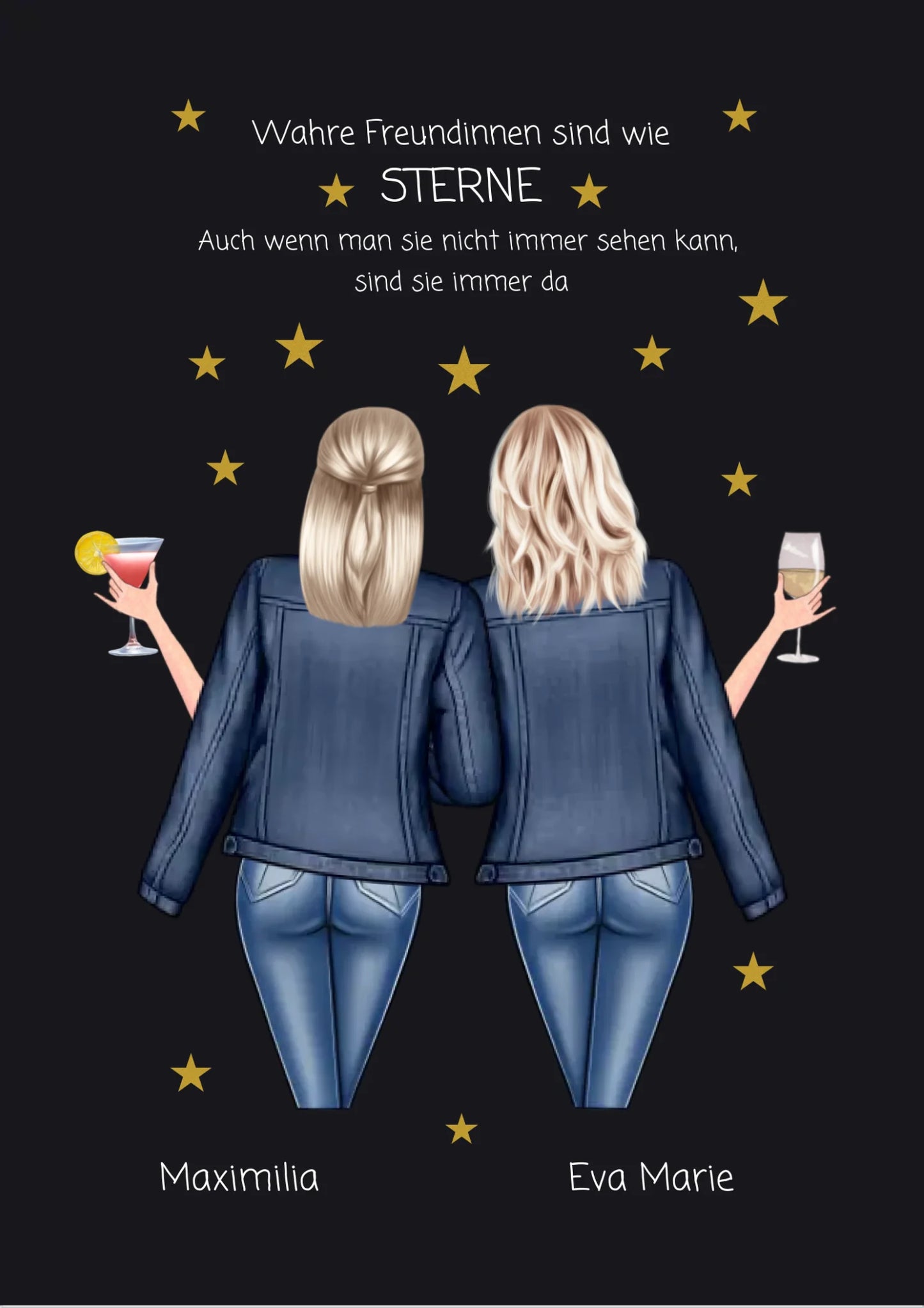 Wahre Freundinnen - 2 Beste Freundinnen Valentinstag Geschenk Poster - Freundin Bild