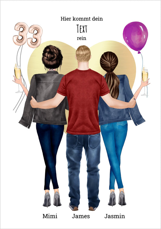 33 Geburtstag beste Freunde Geschenk personalisiert - Bild Poster Geschenk - Freundschaftsgeschenk, Geburtstagsgeschenk
