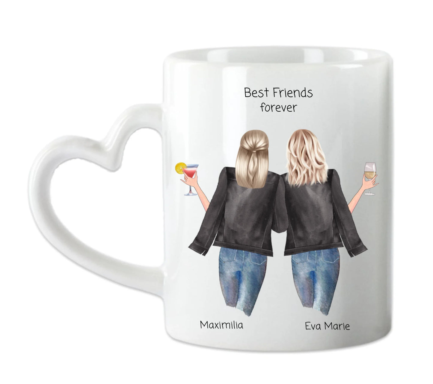 2 Beste Freundinnen Tasse personalisiert - Beste Freundin Geburtstagsgeschenk