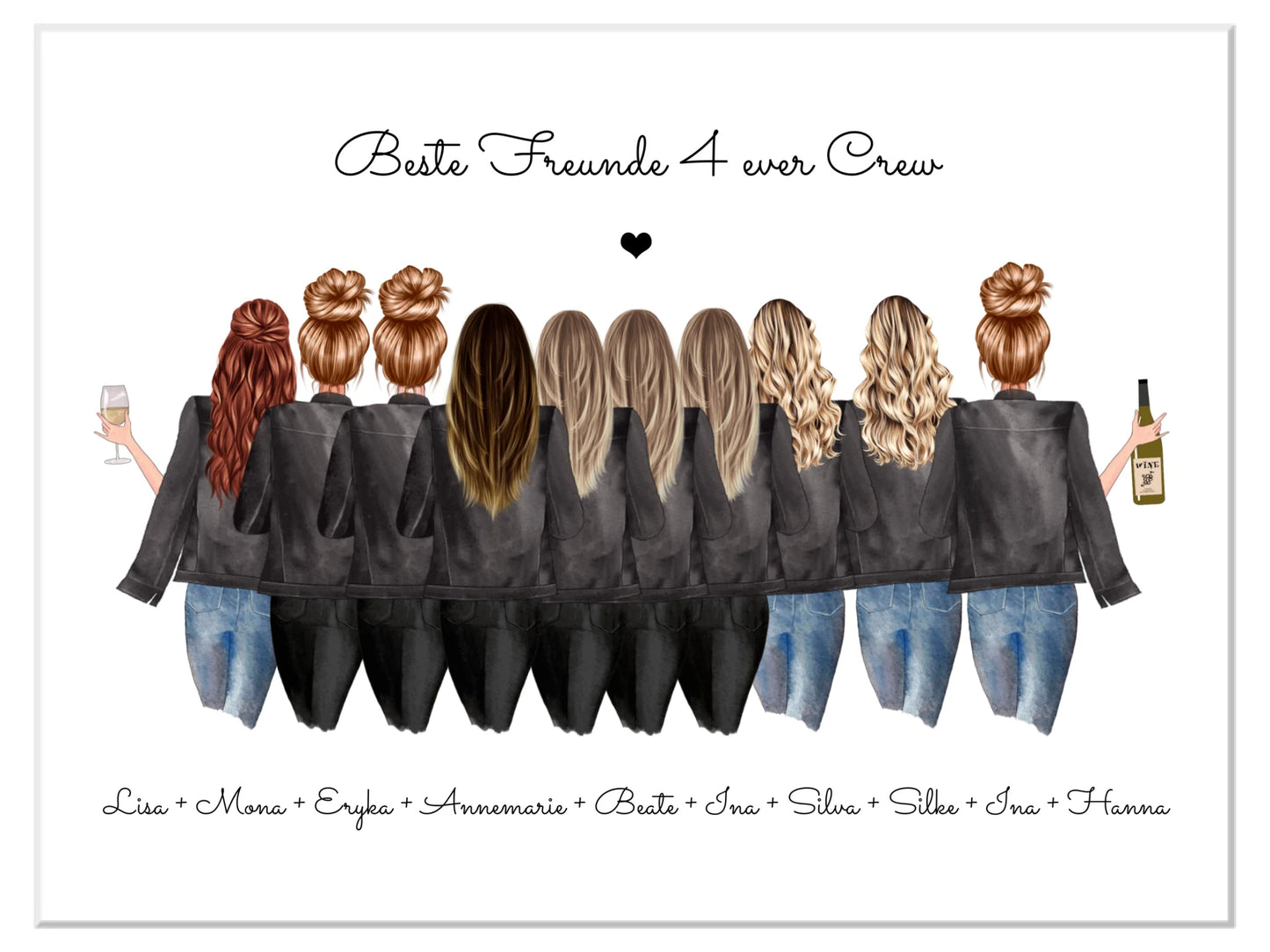 Personalisiertes 10 Freundinnen Poster - BFF 4ever - Geburtstagsgeschenk & Weihnachtsgeschenk
