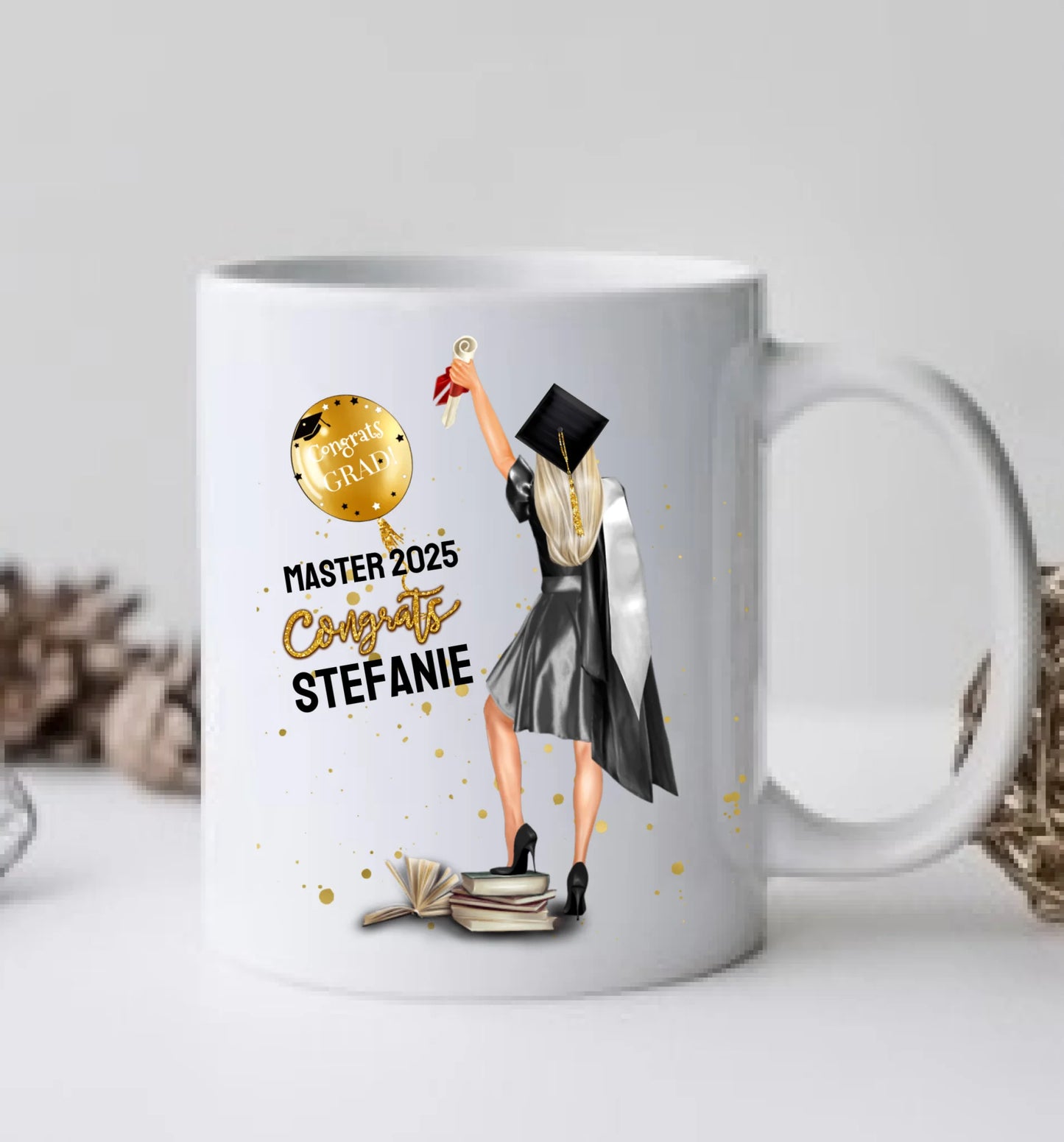 Personalisierte Tasse Geschenk Schulabschluß, Bachelor, Master, Doktor, Abitur, Abi, Absolvent 2023