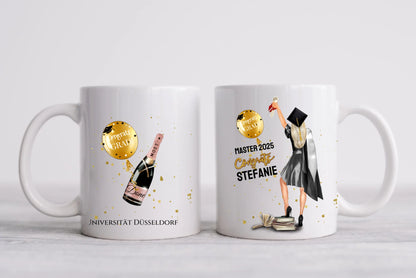 Personalisierte Tasse Geschenk Schulabschluß, Bachelor, Master, Doktor, Abitur, Abi, Absolvent 2023