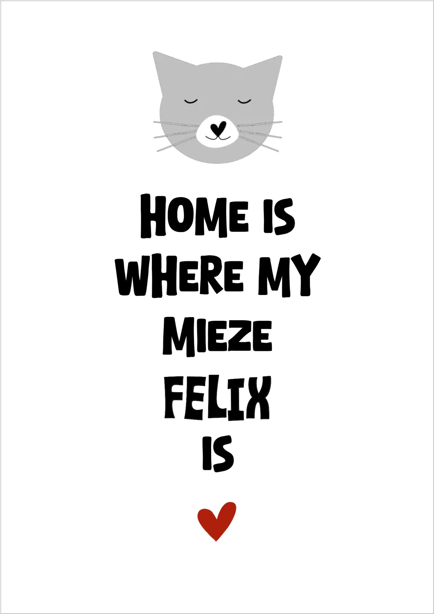 "Home is where my cat is" Katzenposter personalisiert - Geburtstagsgeschenk & Weihnachtsgeschenk - Zeitraum-Kunstdruck