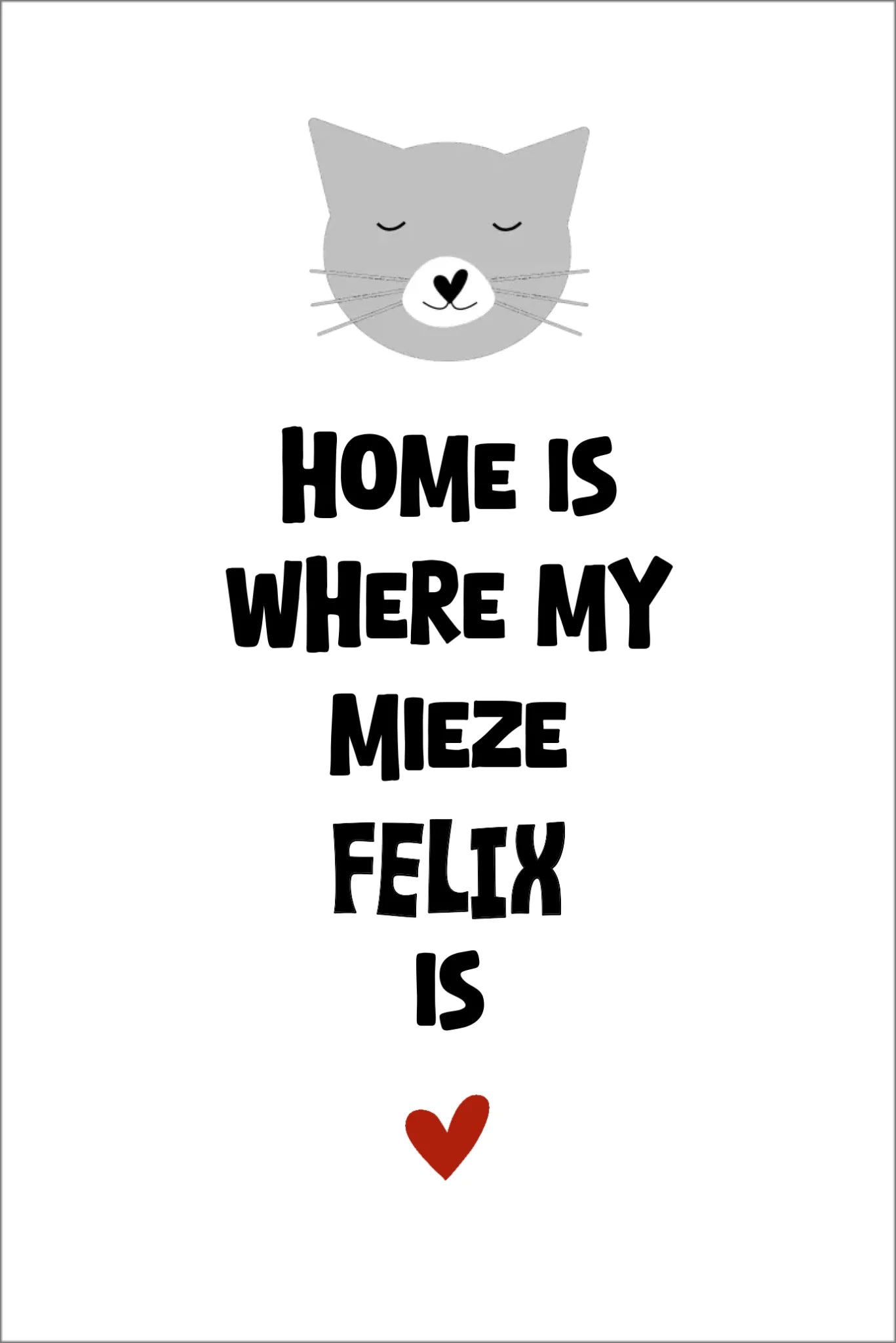 "Home is where my cat is" Katzenposter personalisiert - Geburtstagsgeschenk & Weihnachtsgeschenk - Zeitraum-Kunstdruck