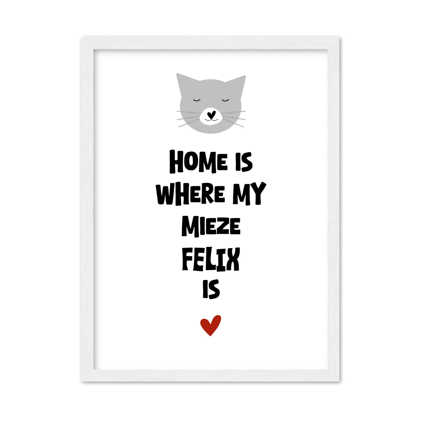 "Home is where my cat is" Katzenposter personalisiert - Geburtstagsgeschenk & Weihnachtsgeschenk - Zeitraum-Kunstdruck