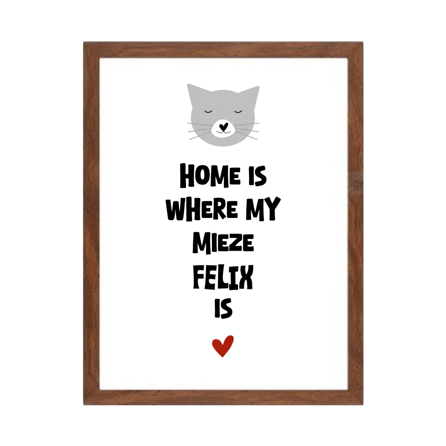 "Home is where my cat is" Katzenposter personalisiert - Geburtstagsgeschenk & Weihnachtsgeschenk - Zeitraum-Kunstdruck