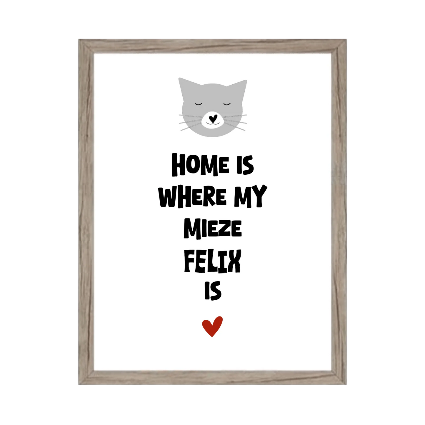 "Home is where my cat is" Katzenposter personalisiert - Geburtstagsgeschenk & Weihnachtsgeschenk - Zeitraum-Kunstdruck