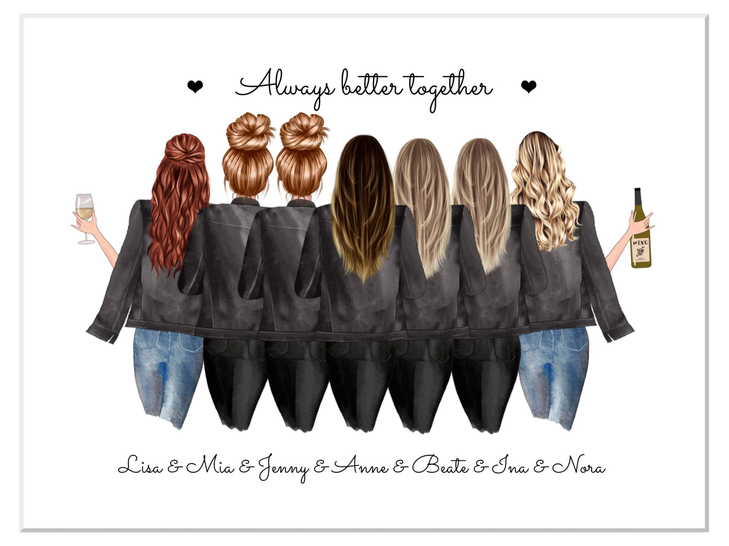 7 beste Freundinnen Poster Geschenk personalisiert -  Beste Freundin Bild Geburtstagsgeschenk & Weihnachtsgeschenk
