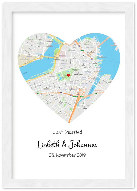Hochzeitsgeschenk | Gerahmtes Koordinaten Poster Haus im Stadtkarte Design | Geschenkidee Hochzeit  -Valentinstaggeschenk | Geburtstagsgeschenk