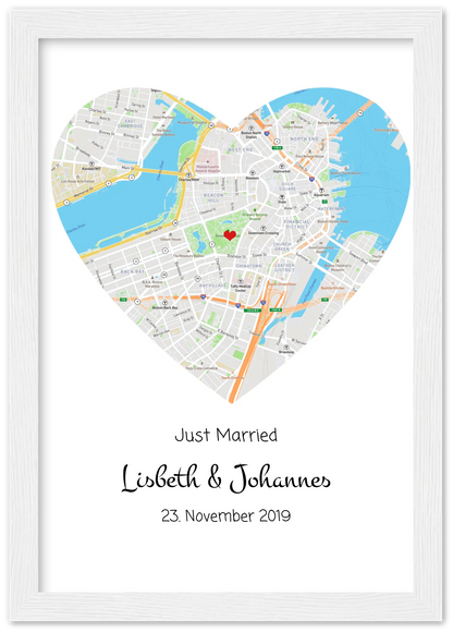 Personalisiertes Hochzeitsgeschenk - Poster im MAP-STYLE - Geschenkidee Hochzeit Herz - Hochzeitstaggeschenk - Valentinstaggeschenk