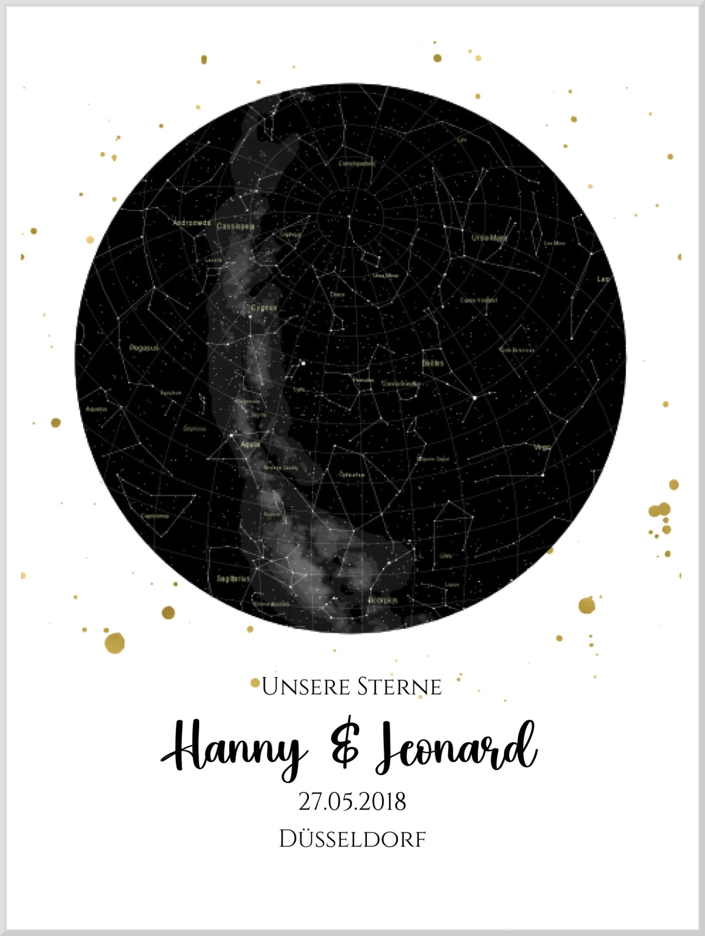 Hochzeitsgeschenk | Personalisierte Sternkarte |  Sternenhimmel Poster | Sternkarte Geschenk zur Hochzeit, zur Geburt, zur Taufe