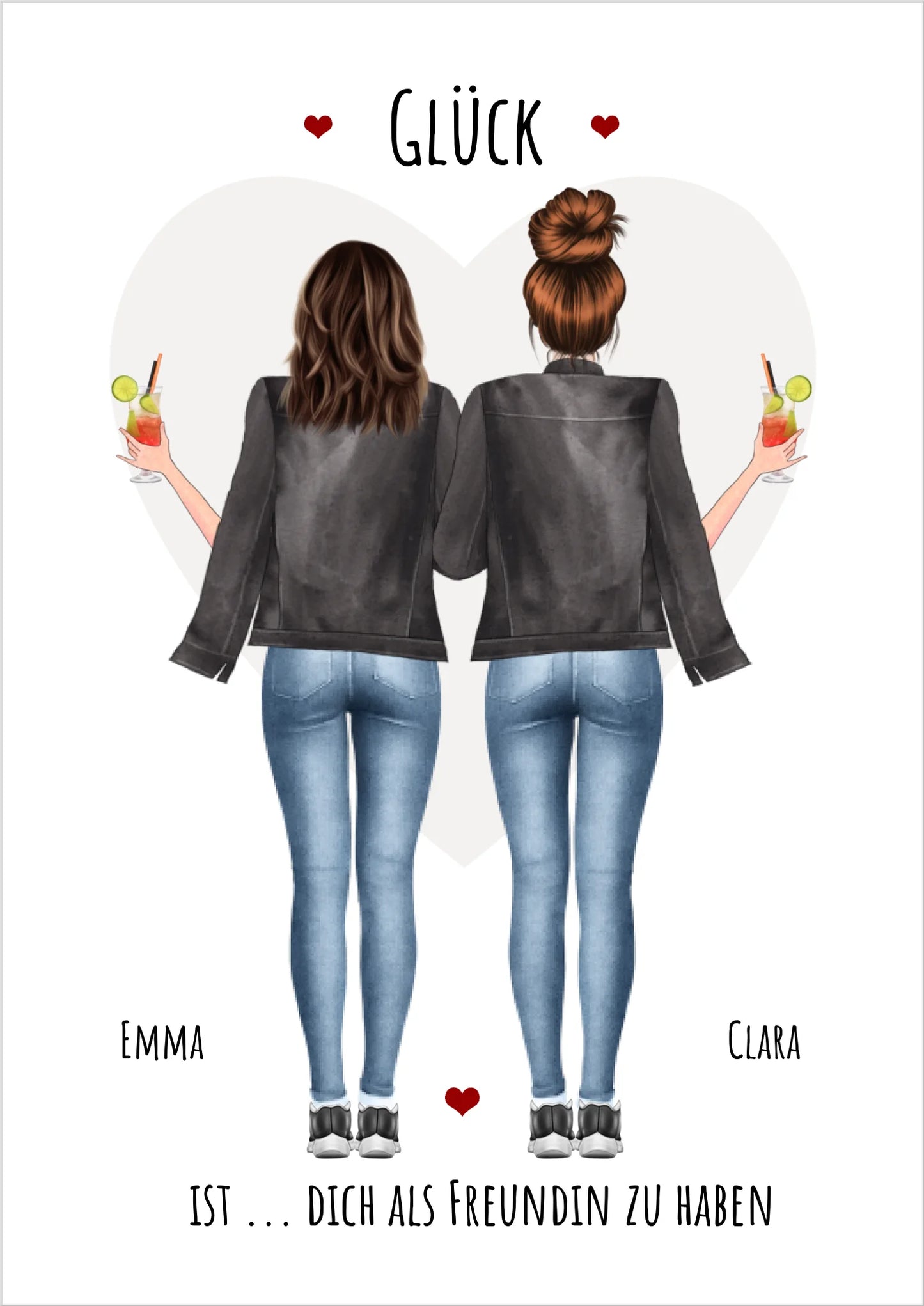 2 beste Freundinnen Poster Geschenk personalisiert - Glück ist - Bild Geschenk - Geburtstagsgeschenk