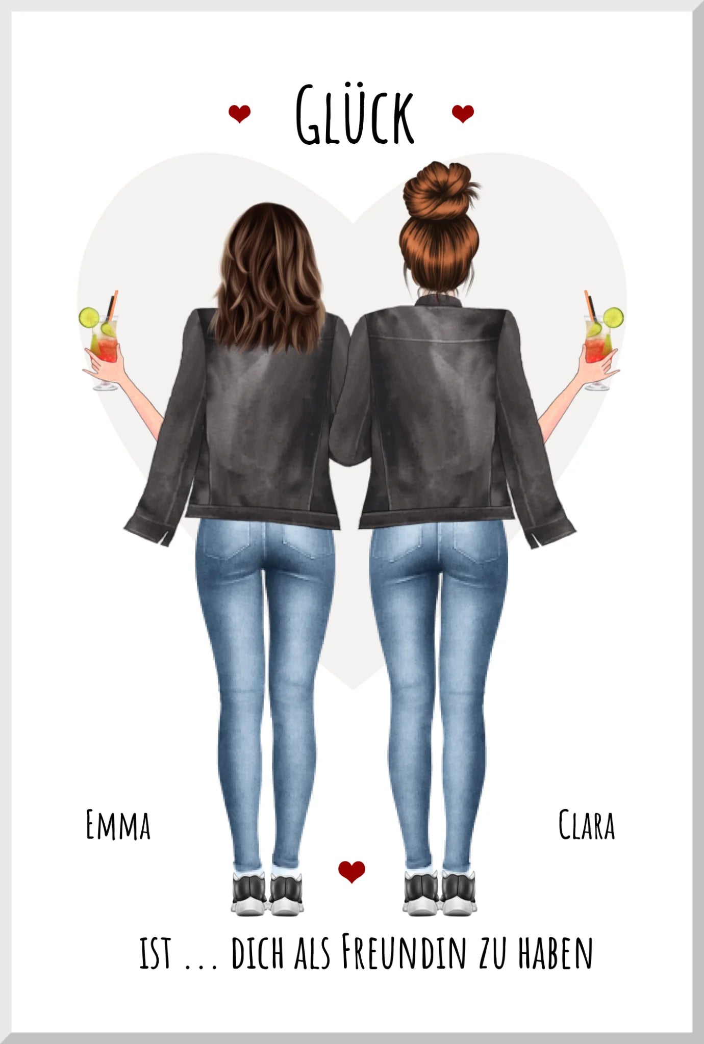 2 beste Freundinnen Poster Geschenk personalisiert - Glück ist - Bild Geschenk - Geburtstagsgeschenk