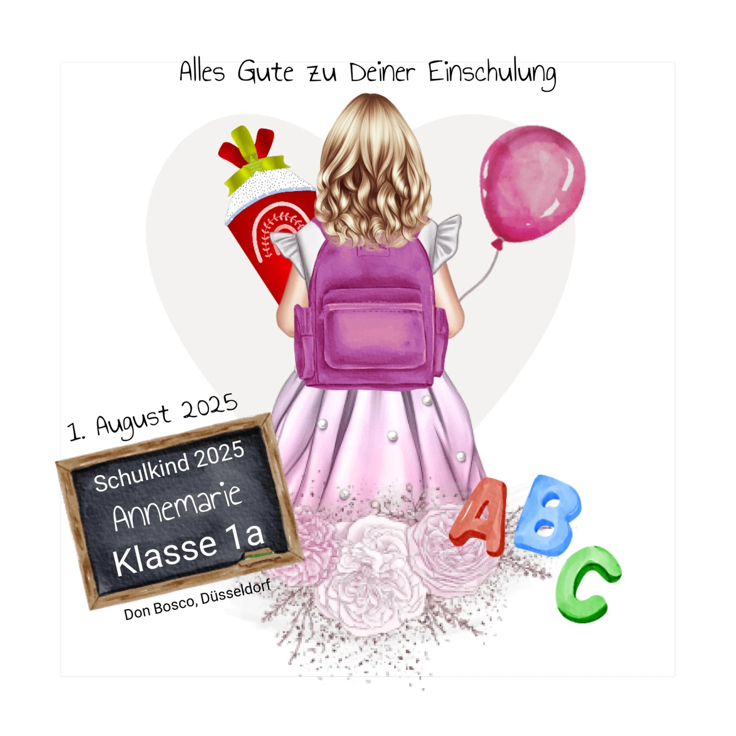 Personalisiertes Poster Geschenk - Einschulungsgeschenk Schulkind 2025 Mädchen