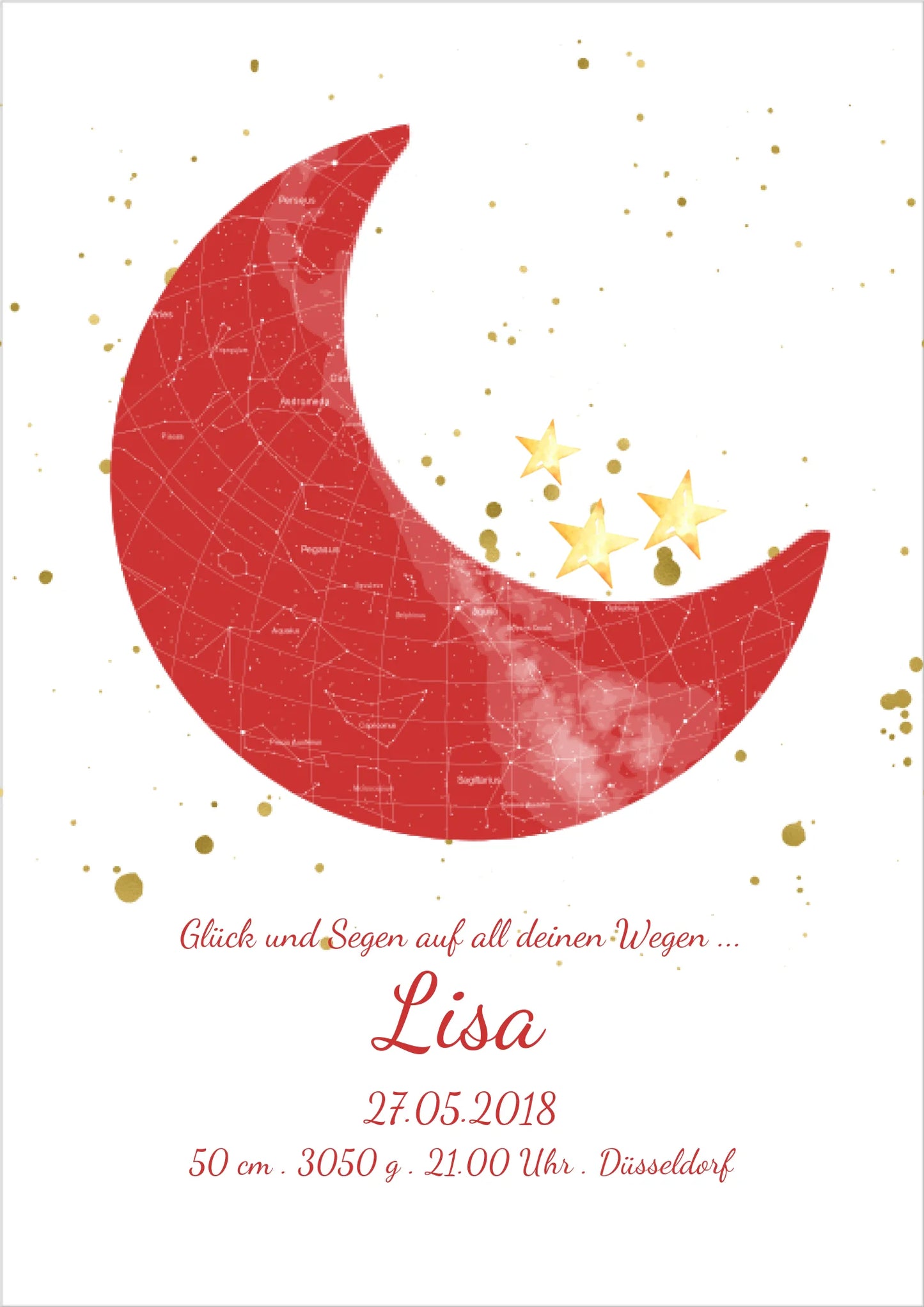 Geburtsgeschenk & Taufgeschenk Geburtsanzeige |  Sternenhimmel Poster Sternkarte Design | Babygeschenk zur Geburt, zur Taufe | Mädchen