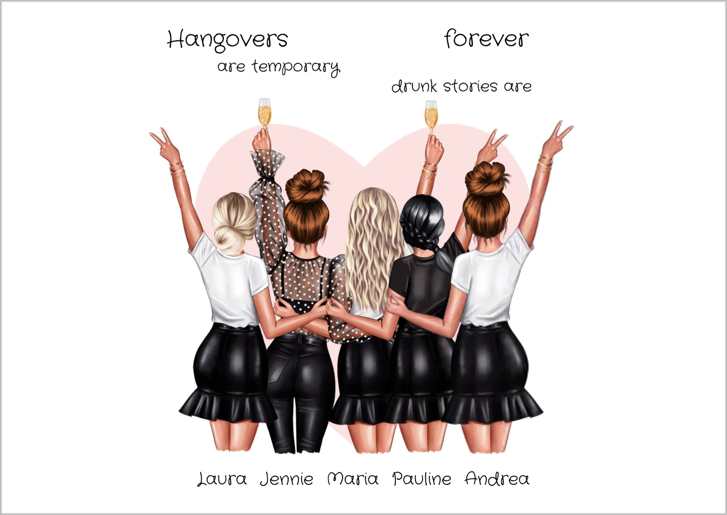5 Beste Freundinnen personalisiertes Poster Geschenk  Geburtstagsgeschenk - Freundin Bild Geschenk