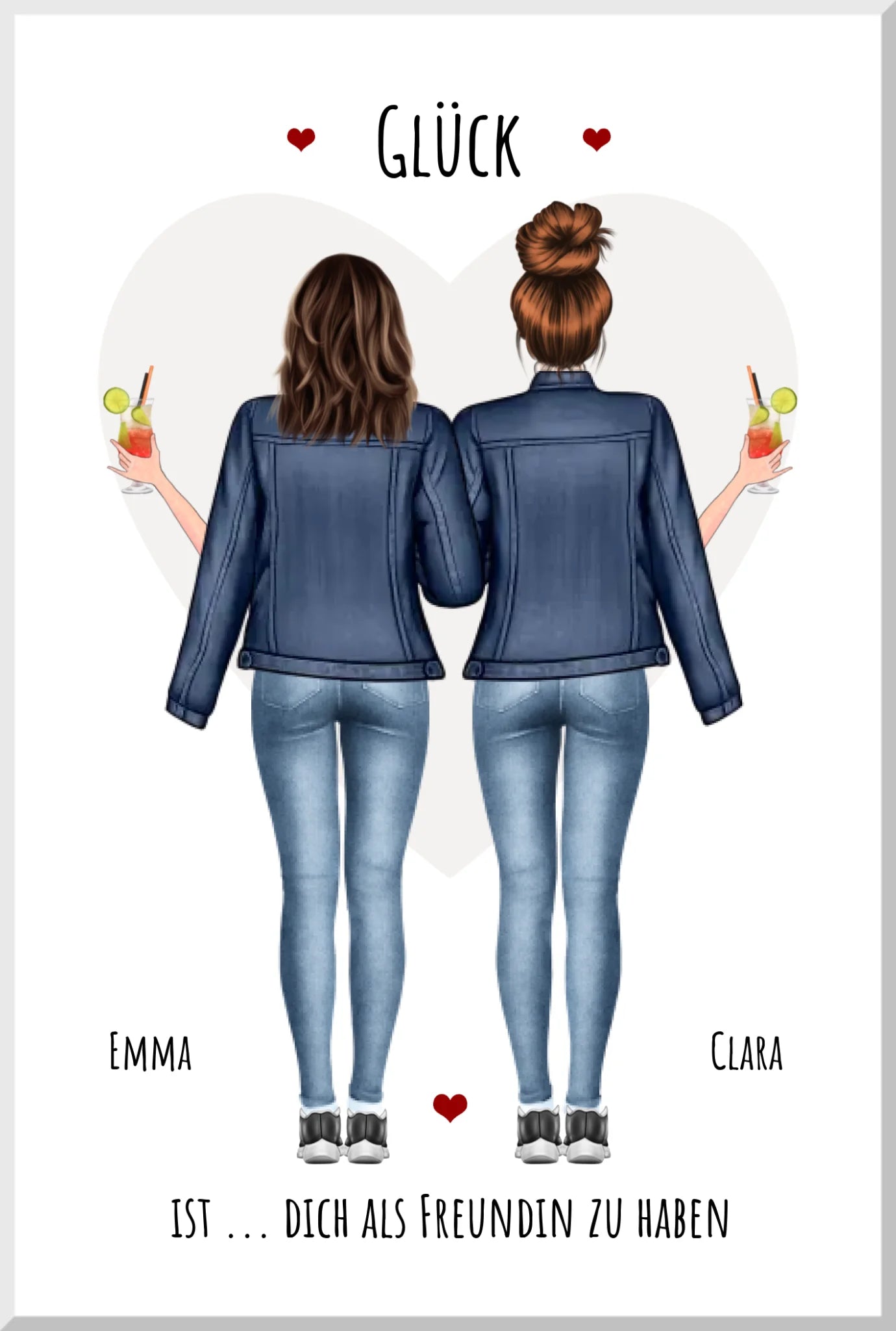 2 Freundinnen Bild | Poster beste Freundin Geschenk personalisiert für Schwester, Mama, Kollegin