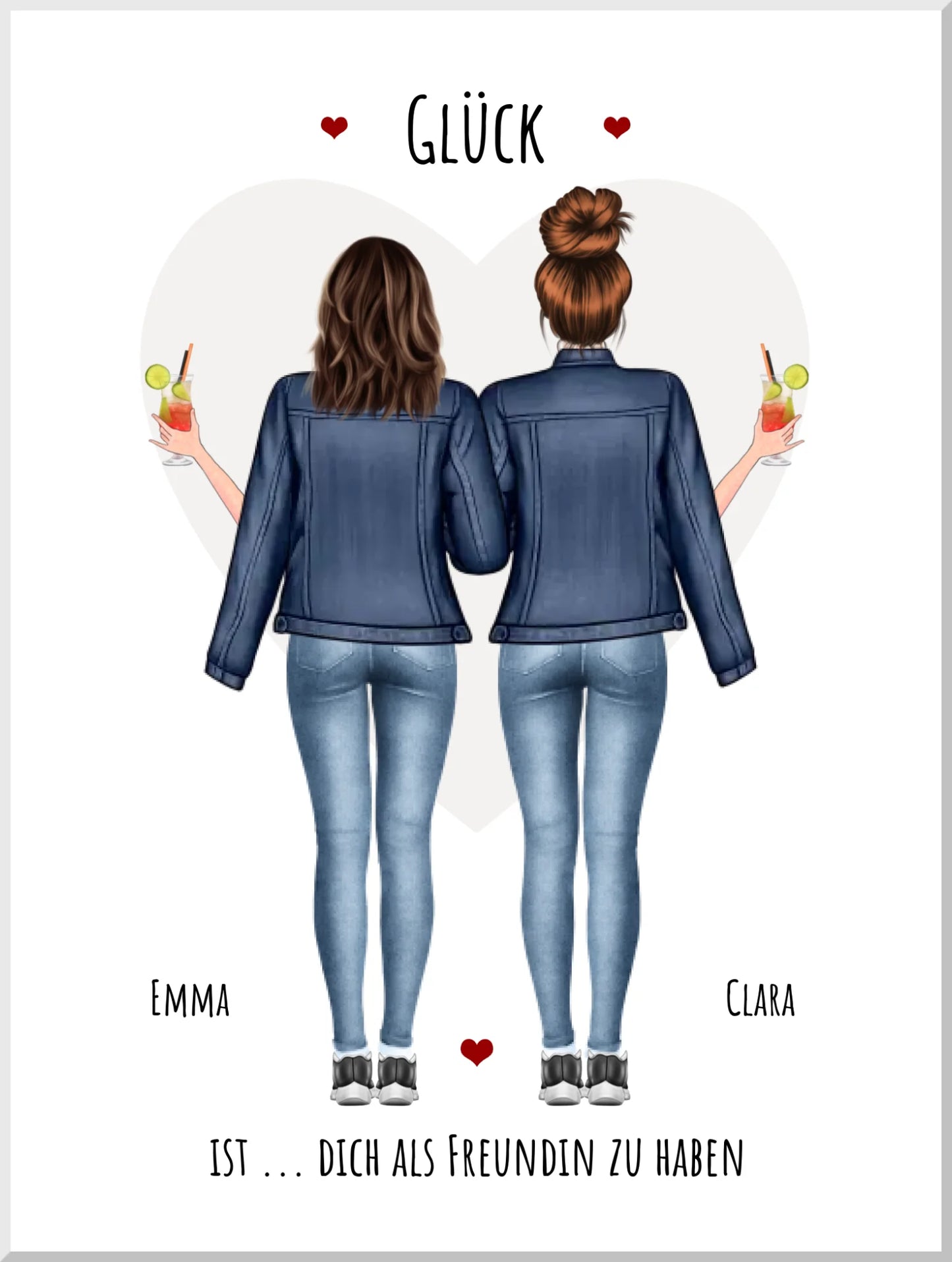 2 Freundinnen Bild | Poster beste Freundin Geschenk personalisiert für Schwester, Mama, Kollegin