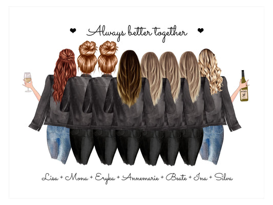 Geburtstag Freundin Geschenk Bild & Poster Geburtstagsgeschenk mit 8 Freundinnen personalisiert