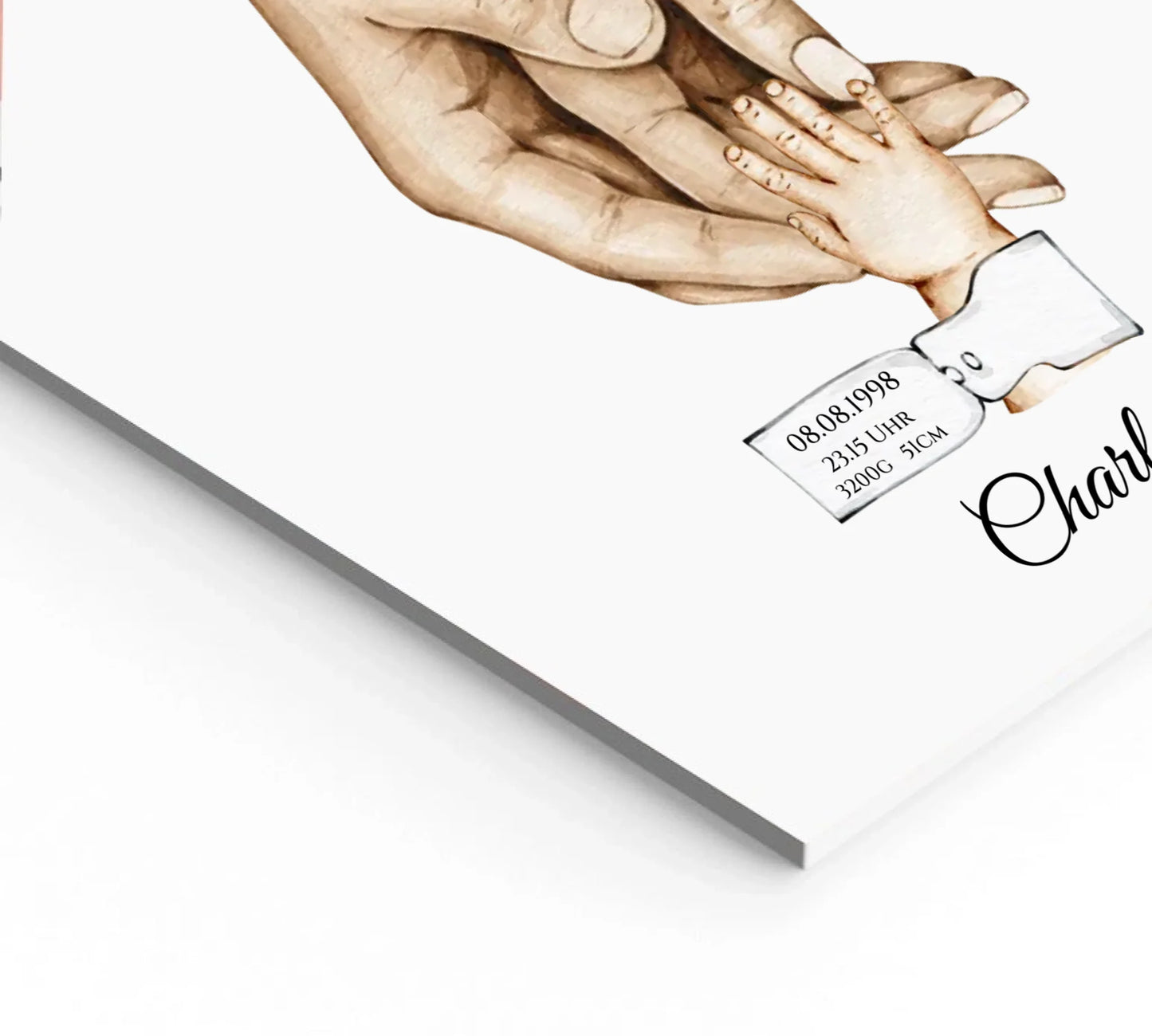Personalisiertes Familiengeschenk als Familienposter | Geschenk Geburt mit Hände Motiv | Namen 3 Personen