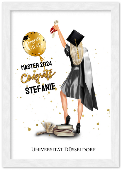 Abschlussgeschenk personalisiertes Poster Geschenk Bachelor - Geschenk Master - Geschenk Abitur - Schulabschluss Mädchen, Frau