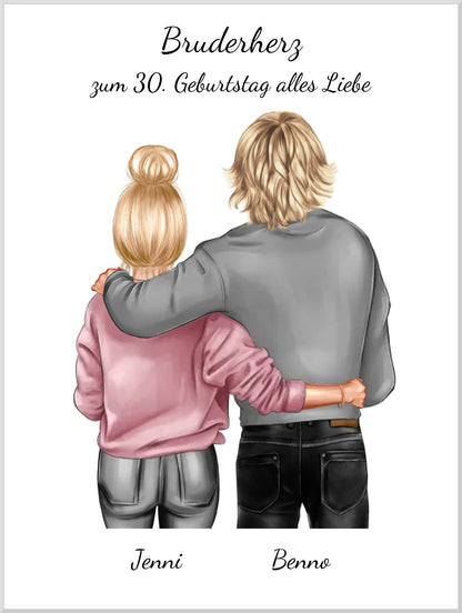 Geschenk 30 Geburtstag Bruder - Bild Geburtstagsgeschenk von Schwester - Weihnachtsgeschenk Poster