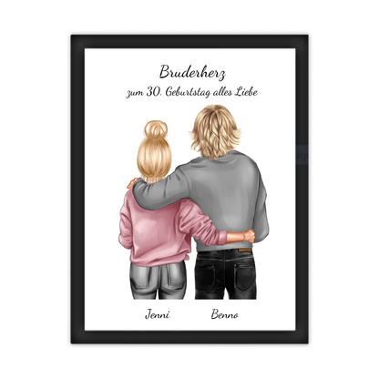 Geschenk 30 Geburtstag Bruder - Bild Geburtstagsgeschenk von Schwester - Weihnachtsgeschenk Poster