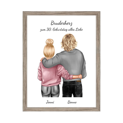 Geschenk 30 Geburtstag Bruder - Bild Geburtstagsgeschenk von Schwester - Weihnachtsgeschenk Poster