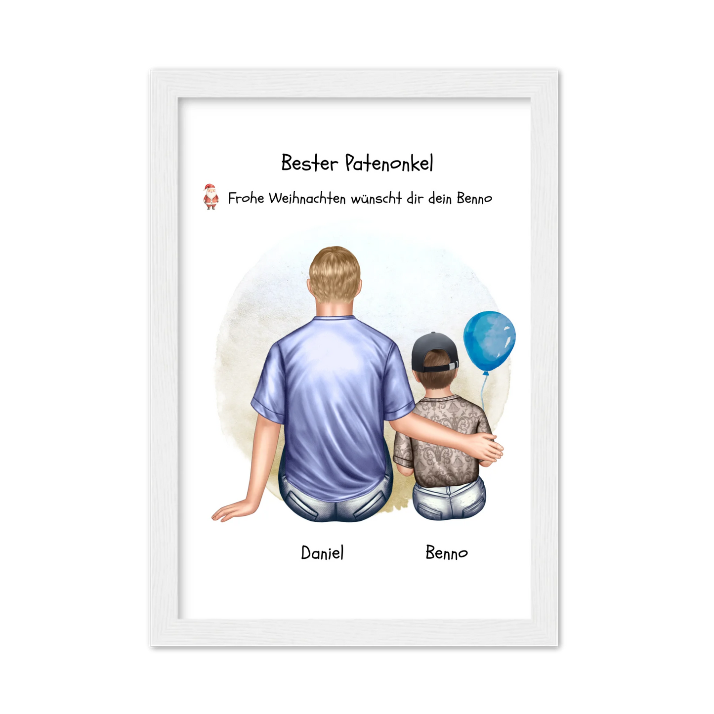 Geschenk Patenonkel mit Patenkind Junge / Mächen Poster, Leinwandbild - Weihnachtsgeschenk Geburtstagsgeschenk