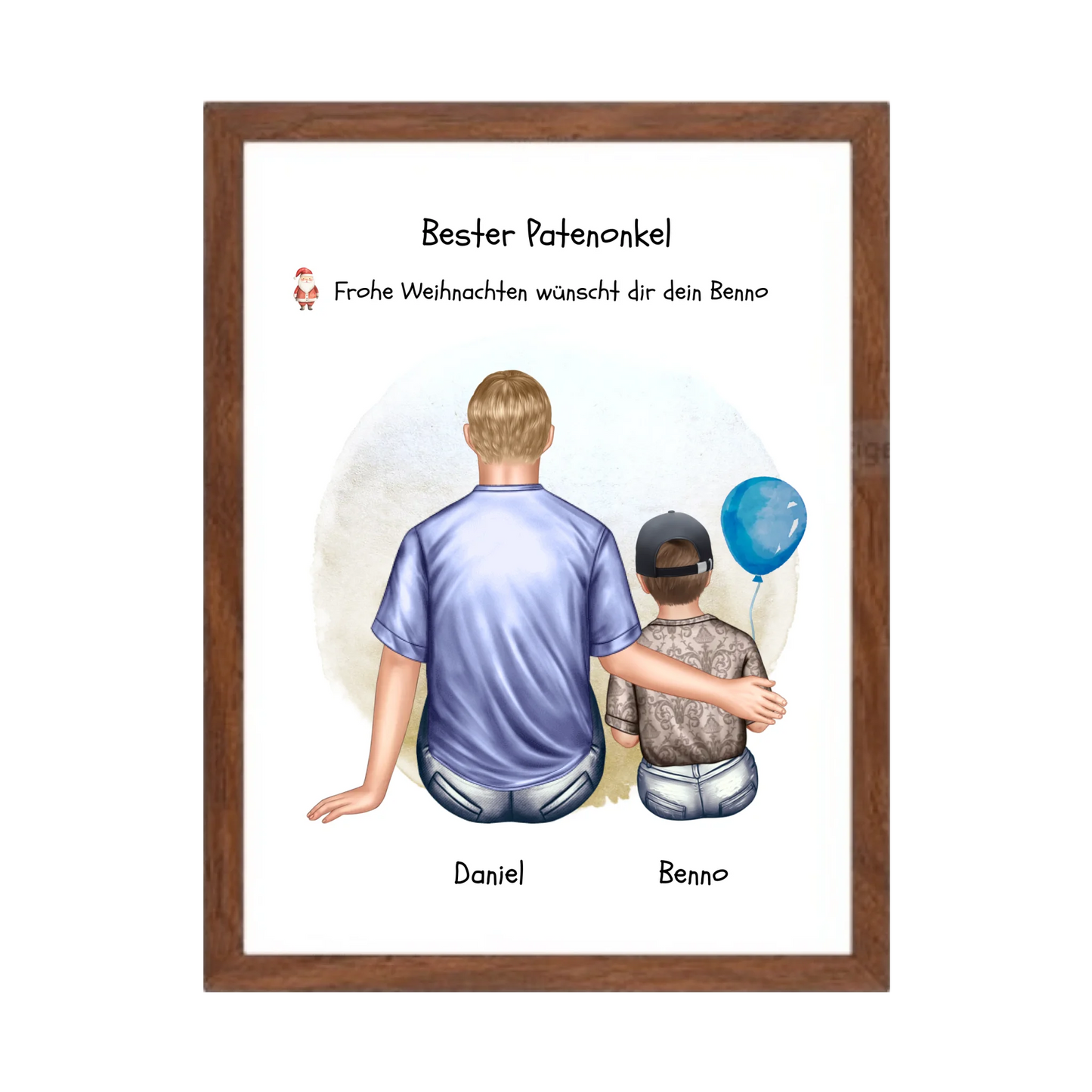 Geschenk Patenonkel mit Patenkind Junge / Mächen Poster, Leinwandbild - Weihnachtsgeschenk Geburtstagsgeschenk