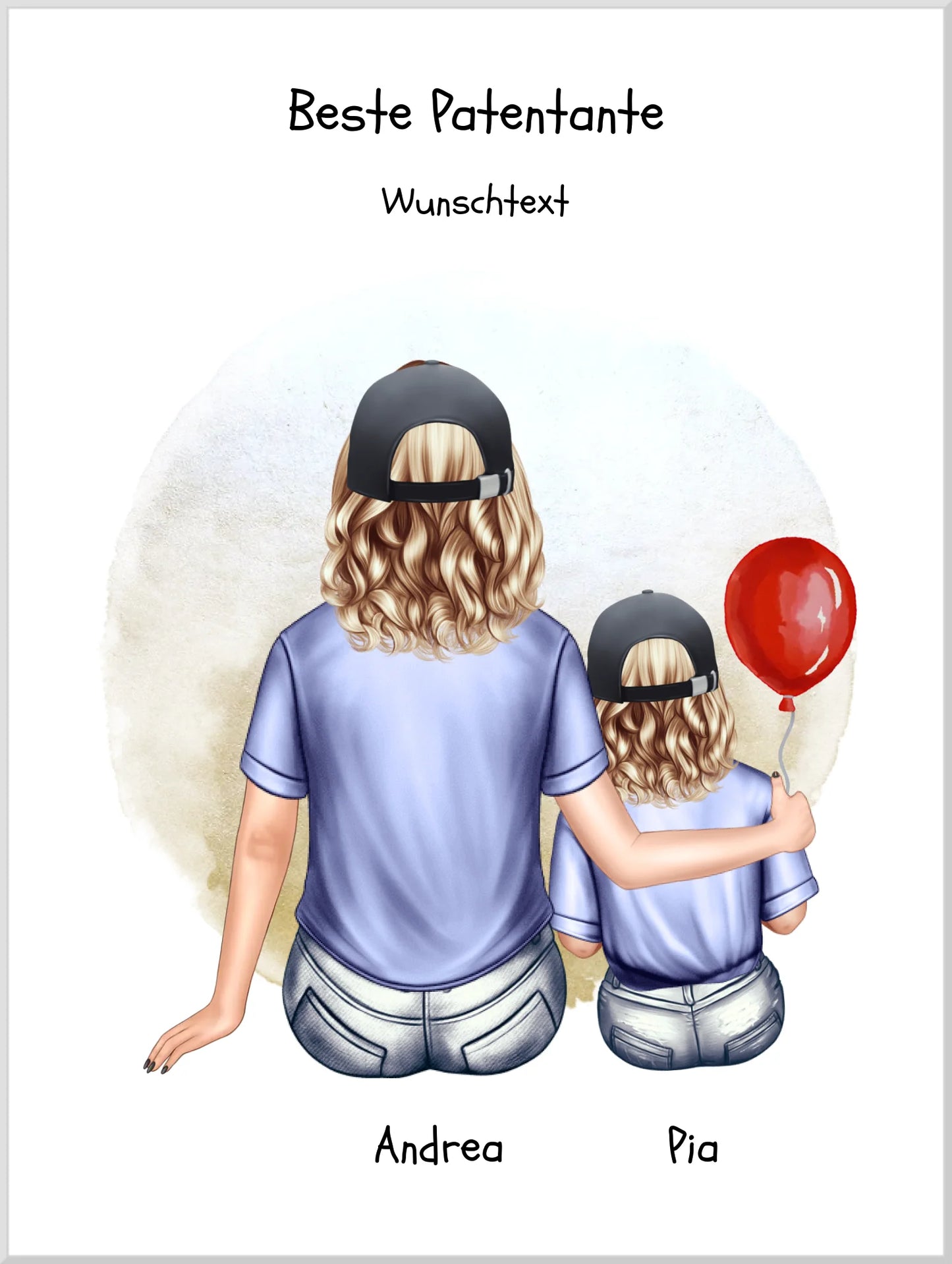 Geschenk Patentante mit Patenkind Mädchen Poster, Leinwandbild - Weihnachtsgeschenk Geburtstagsgeschenk