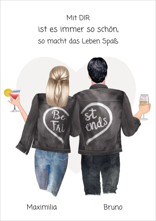 Personalisiertes Geschenk Freund, Geschenk Freundin - Pärchenbild Partnerbild Poster mit Spruch