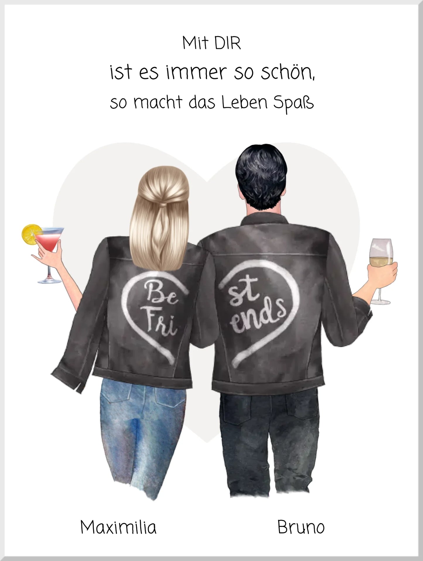 Personalisiertes Geschenk Freund, Geschenk Freundin - Pärchenbild Partnerbild Poster mit Spruch