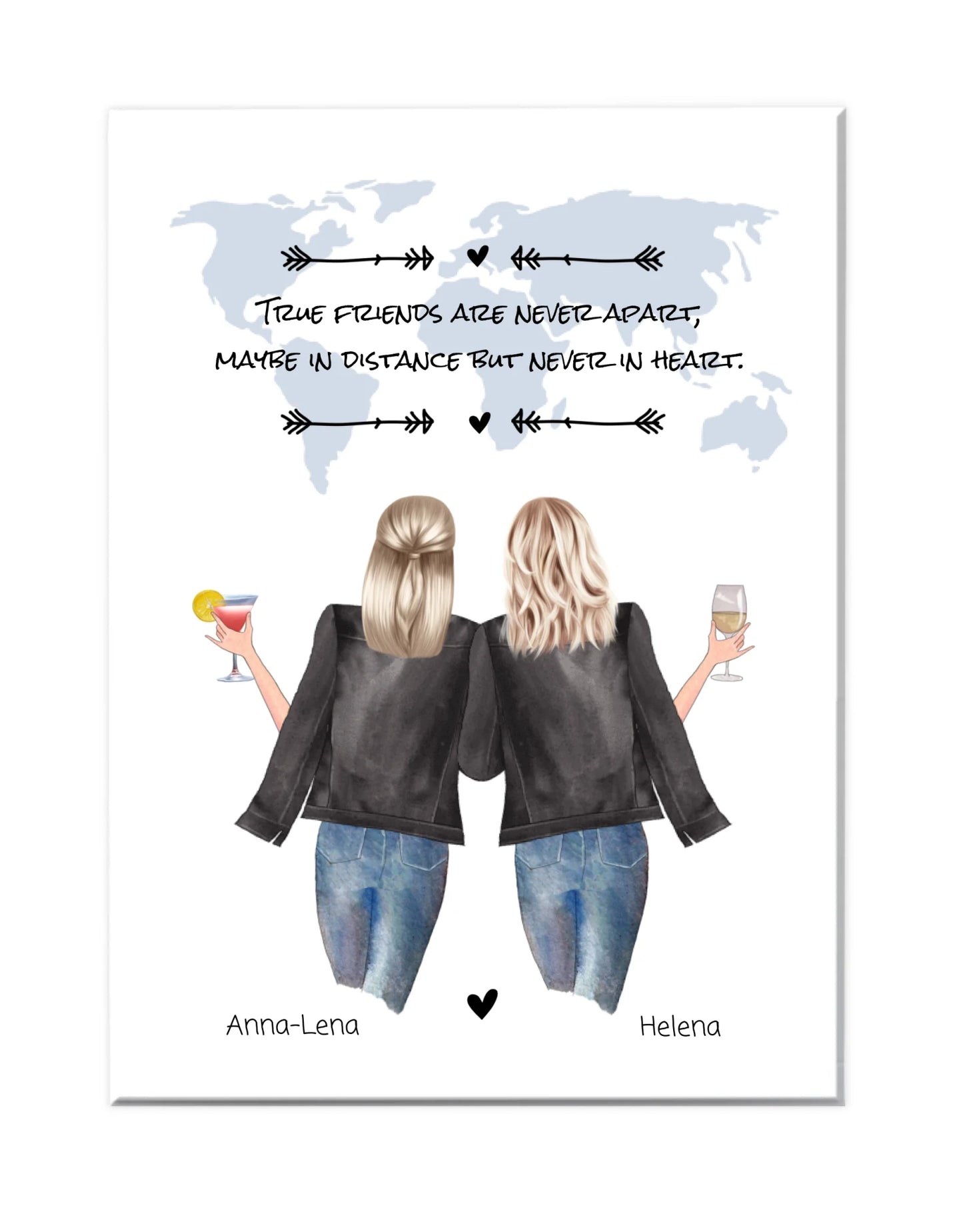 2 Beste Freundinnen Poster Geschenk mit Spruch personalisiert, Geburtstagsgeschenk Freundin Bild
