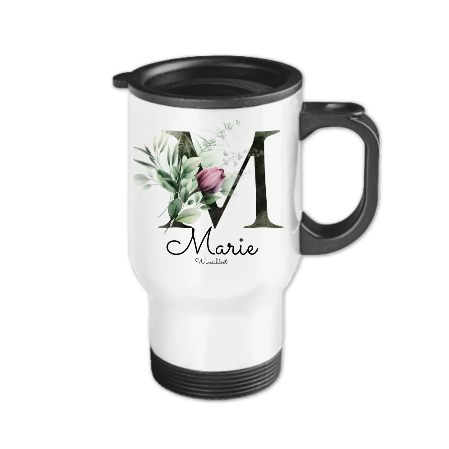 Personalisierter Becher aus Edelstahl mit Monogramm, Namen und Text
