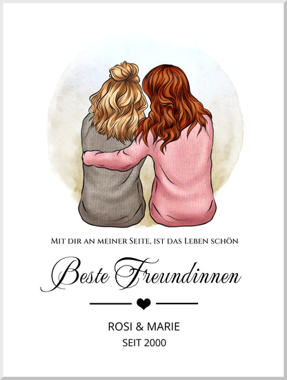 2 Beste Freundin Poster Geschenk | Geburtstagsgeschenk Bild