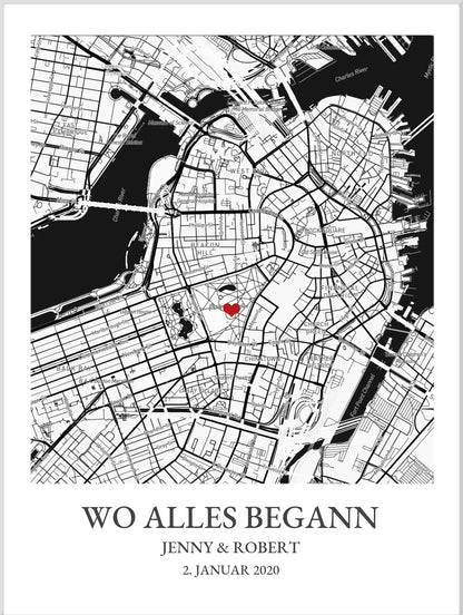 "Wo alles begann" / "Zuhause Koordinaten Poster" Stadtkarte Poster erstellen | Hochzeitsgeschenk Geschenkidee